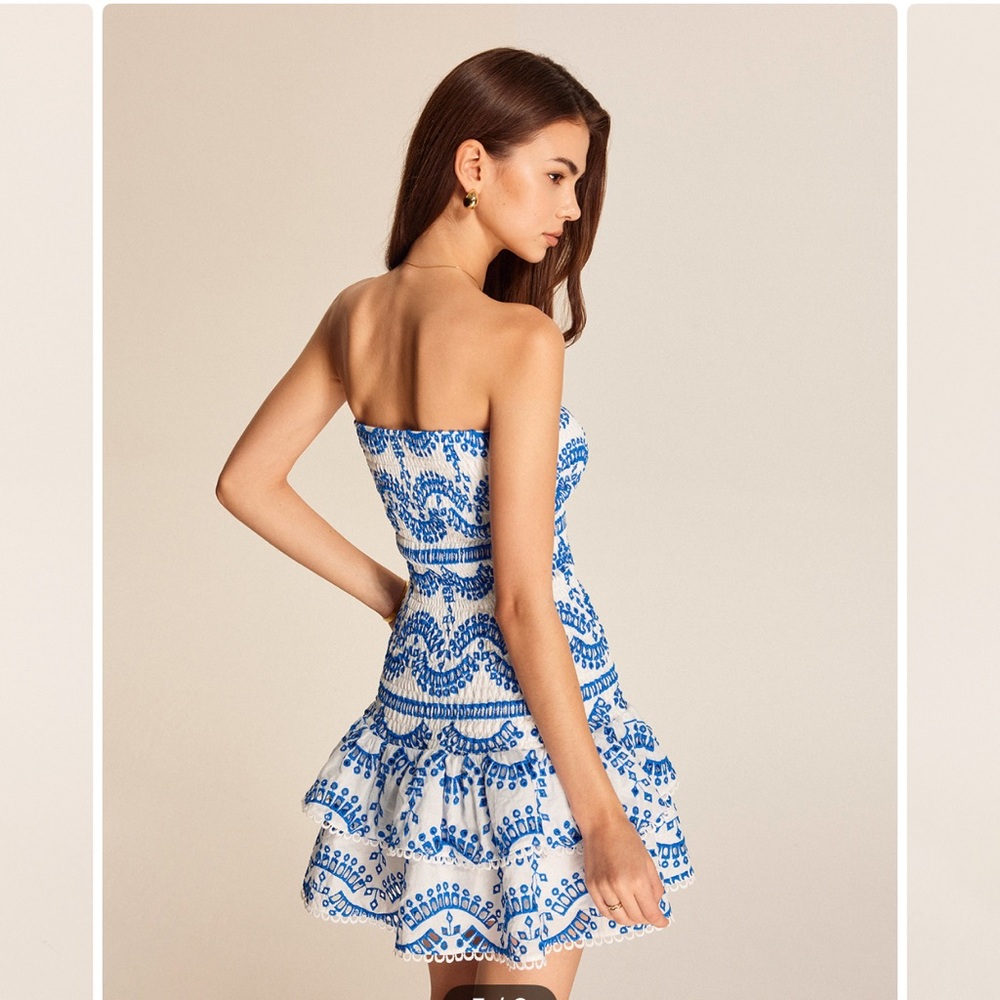 Commense Flirty Blue and White Strapless Mini Dress NWOT - Picture 3 of 8